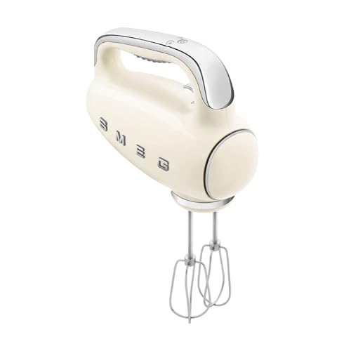 Smeg HMF01CRUK - Batidora de mano con función turbo, 3 accesorios, pantalla LED, estilo retro de los años 50, 250 W, color crema Smeg HMF01CRUK - Batidora de mano con función turbo, 3 accesorios, pantalla LED, estilo retro de los años 50, 250 W, color crema