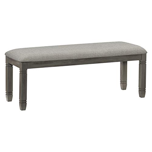 Lexicon Dining Bench with Padded Seat and Wooden Frame, 48" W Entryway Bench, Gray Textured Fabric Upholstered Dining Seat for Kitchen/Living Room, Easy Assembly, Antique Gray