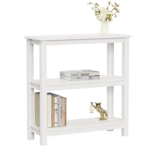 fevarbord Mueble Recibidor Entrada, Mesa de Consola, Mesa Entrada Recibidor, Mueble Recibidor Estrecho, Mesa Auxiliar Salón, 3 Niveles, Blanco, 78x30x79.5cm
