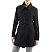 Alpine Swiss Keira Womens Black Wool Double Breasted Belted Trench Coat Small