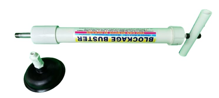 I Blocked Pipe Cleaning Hand Pump I White Colour I 2 inch Dia meter 24 inch length with Handle, 1/2 * 4 inch G.I Nipple and 6 inch Dia meter Rubber Suction Cap
