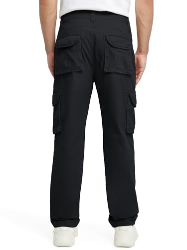 Cargo Pants for Men Multi Pockets Mens Pants Classic Cotton Casual Work Hiking Relaxed Fit Chino Pants Black 424