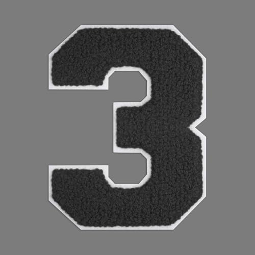 FANCIBAND 4.5 Inch Black Large Iron On Numbers Letterman Jacket Patches