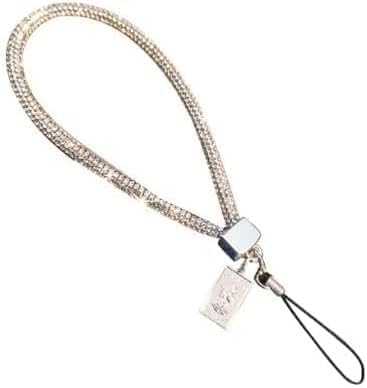 Zhhuoc Silver Short Crystal Phone Lanyard Full Diamond Pendant Wrist Strap Bling Wristlet Keychain Strap for Women Wallet Wallet Bag Credit Card Holder,Cell Phone Lanyards and Wrist Straps