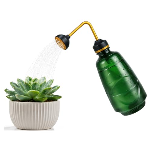 Image of Watering Can for Indoor Plants & Succulents 450ML, 2-in-1 Watering Can for Seedlings Bottle with Bend Mouth, Plastic Succulent & Flower Watering Bottle for Indoor, Garden & Home Plants (Green)