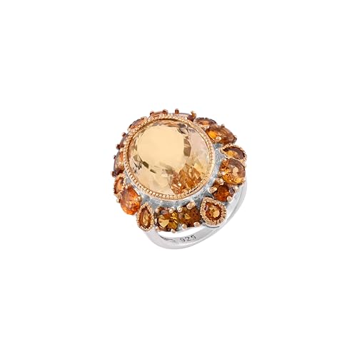 Bijoux faits à la main bague argent 925 citrine ovale taille 62