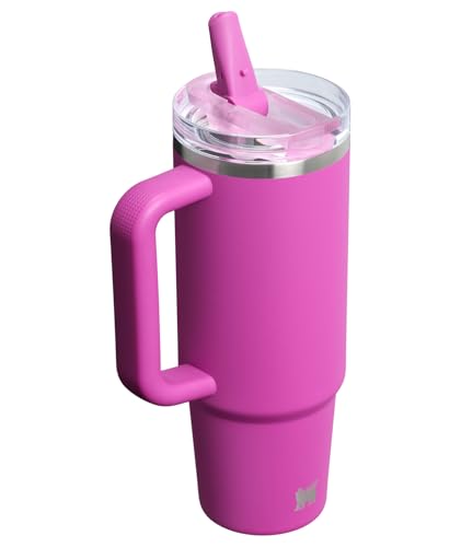 Image of STANLEY Quencher ProTour Flip Straw Tumbler with Leakproof Lid 30 oz | Built-In Straw & Handle | Cupholder Compatible for Travel | Insulated Stainless Steel Cup | BPA-Free | Dark Blossom