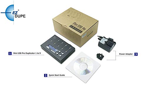 EZ Dupe 1 to 9 USB Duplicator - Standalone USB 2.0/3.0/3.1 Flash Media Thumb Drive/USB Hard Drive Compact Cloner Copier & Eraser (DM-FU0-10V09B / MiniUSB Pro),Black - Thumbnail 4
