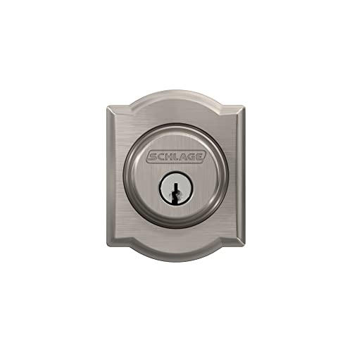 Schlage B60 N Cam 619 Deadbolt With Camelot Trim, Keyed 1 Side, Highest Residential Security, Satin Nickel #TOP5