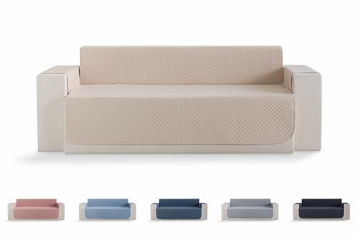 Todocama – Funda Cubre sofá, plazas, Protector de sofás Acolchado de Rombos, Transpirable, fácil de Limpiar, (Beig Arena, sofá 3 plazas)