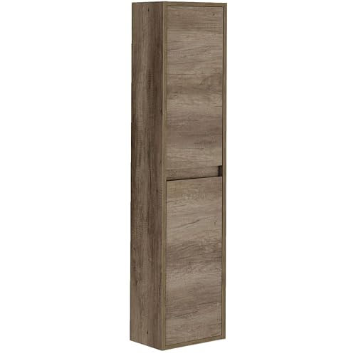 Mueble Lavabo Dakota, Columna de baño 2 Puertas Acabado en Color Nordik 30x140x25,5cm