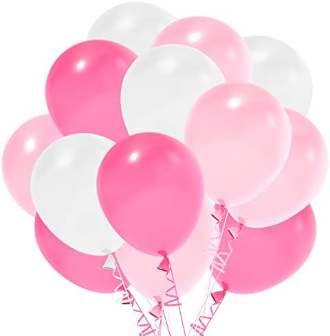 TKEJZu Pink Party Balloons 100 Pcs 12 Inch White and Light Pink and Rose Red Latex Balloons for Valentine’s Day Girls Birthday Party Baby Shower Wedding Engagement Romantic Party Supplies