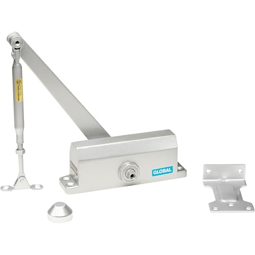 Global Door Controls Residential/Light Duty Commercial Door Closer with Parallel Arm Bracket in Aluminum - Size 2