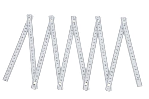 Metro plegable de plástico, 2 metros de longitud, ángulo de 90°/180°, escala de ángulo con 30°/45°/60°/75°/90°, color blanco, para todos los bricolaje, hogar, hobby y taller, métrico