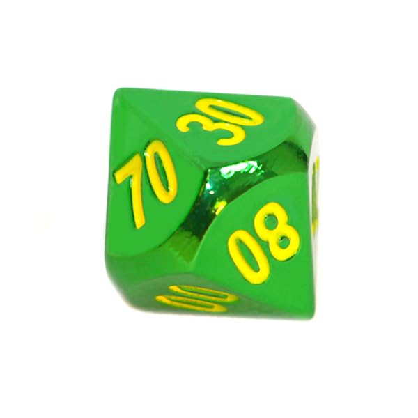 Jeu de dés REBEL RPG - Métal - Vert avec numéros Jaunes