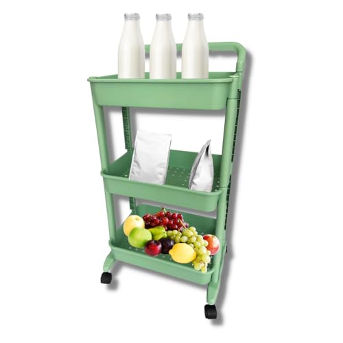 Carrinho Organizador Utilitário Multiuso com Rodinhas e 3 Prateleiras para Armazenamento e Organizaç