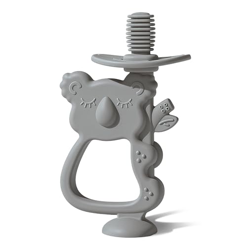 Moonkie Massaggia Gengive Neonati, Giochi Dentizione Silicone, Spazzolino Bambini Senza BPA, Gioco Gengive 6-12 Mesi, Regali Neonato (Koala Grigio Lunare)