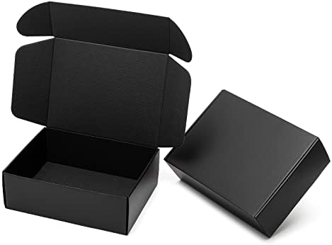 Mcfleet 12x9x4" Black Shipping Boxes - 24 Pack Corrugated Cardboard Mailing Box Packaging for Small Business - Tab Locking Literature Mailer Boxes Flat Shipping Boxes Empty Gift Packing Boxes Supplies