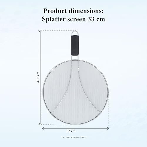 Buckingham Premium Stainless Steel Frying Pan Splatter Screen Guard Cooling Rack 33 cm