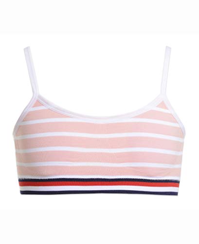 Tommy Hilfiger Girls' Crop Sports Bra (Pack of 2), Racerback Straps & Soft Elastic Waistband, Cotton & Spandex Legacy, Rose Seamless, 6-7