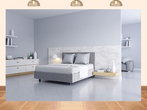 PEKRU 17x10ft Fabric Modern Bedroom Photography Backdrop, Blue and White