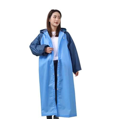AYWTIUN Chubasquero con patrón de Empalme, Gorro Largo, diseño de Cuerda, Impermeable for Adultos con Capucha, Unisex para los días de Lluvia(Sky Blue)