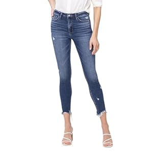 Flying Monkey High Rise Crop Skinny Jeans Medium Blue