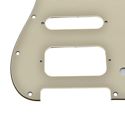 Image of Dopro 11-Hole Strat HSS Guitar Pickguard 2-Screw Humbucking Pickup Mount Fits American Fender Stratocaster Cream 3 Ply
