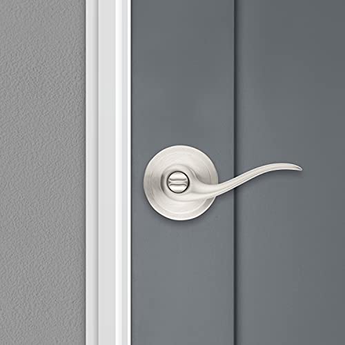Kwikset Tustin Entry Door Handle with Lock and Key, Secure Keyed Reversible Lever Exterior, For Front Entrance and Bedrooms, Satin Nickel, Pick Resistant Smartkey Rekey Security and Microban - image 4