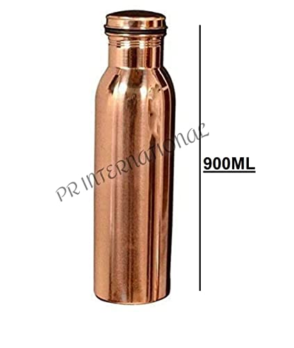 PR INTERNATIONAL Pure Copper Plain Water Bottle with Lid 900ML
