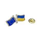 Gemelolandia - Pin drapeau ukrainien croisé avec drapeaux de l'ONU, de l'OTAN et de l'Union européenne - pin drapeaux d'Europe - drapeau ukrainien., unico, Laiton, Non applicable