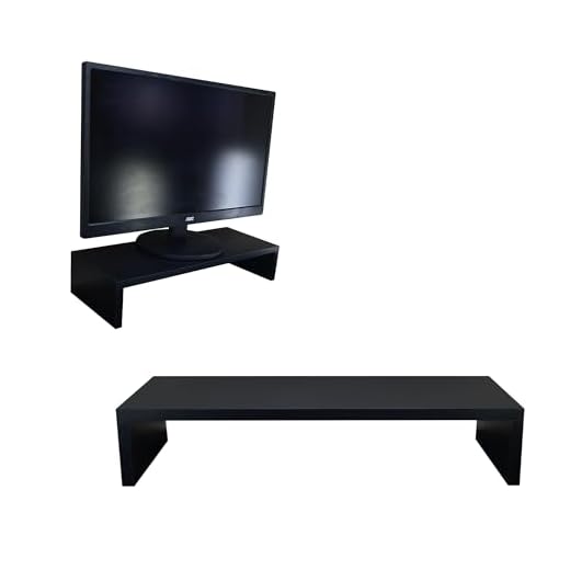 Suporte Para Monitores Elevado Mesa Home Office Setup Gamer Organizador MDF 50cm (Preto)