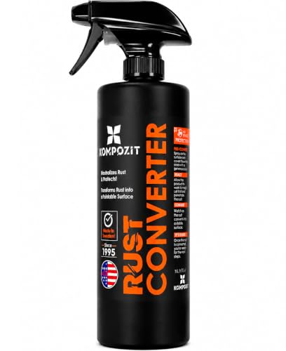 KOMPOZIT Rust Converter for Metal - Rust Reformer, Rust Neutralizer & Rust Treatment - Plant-Based Water-Based Formula, Solvent-Free Odorless Corrosion Converter - Ready to Use - Made in USA - 1 Quart