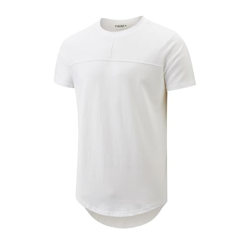 YININF Men's T-Shirts Hipster Short Sleeve Solid Color Crew Neck Cotton Soft Fitted Tees