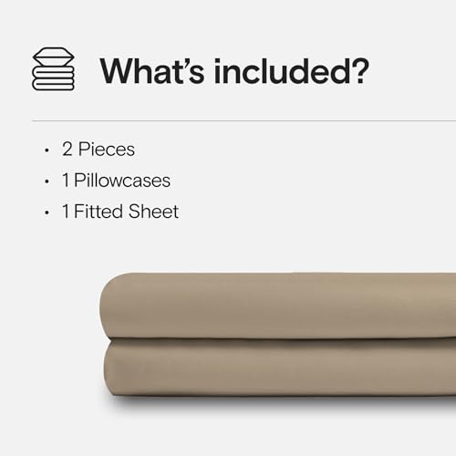 Image of DOZ Sheet Set, 100% Viscose derived from Bamboo, Organically Grown, Buttery Soft, Cooling Sheets, High GSM, Deep Pockets - 2 Piece - 1 Pillowcase 1 Fitted Sheet (Dune, Twin)