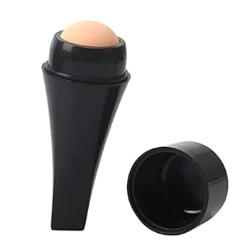 WIDEWINGS Oil-Absorbing Volcanic Stone Face Roller, Reusable Facial Skincare Tool Oil Control Roller for Oily Skin Care, Oil-Absorbing Face Roller with Makeup Sponge to Remove Excess Shine (Volcan2AB)