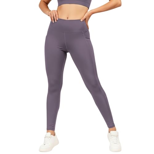 Image of NINQ high Waist Women Gym Compression Pants for Workout with Pocket, Yoga & Exercise, Active Wear Legging Sports Tights Trousers with Comfortable Fit for Running, Jogging & Training