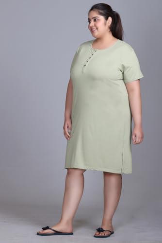 Image of In Love Women Cotton Buttoned Plus Size Short Slip Nighty Chemise