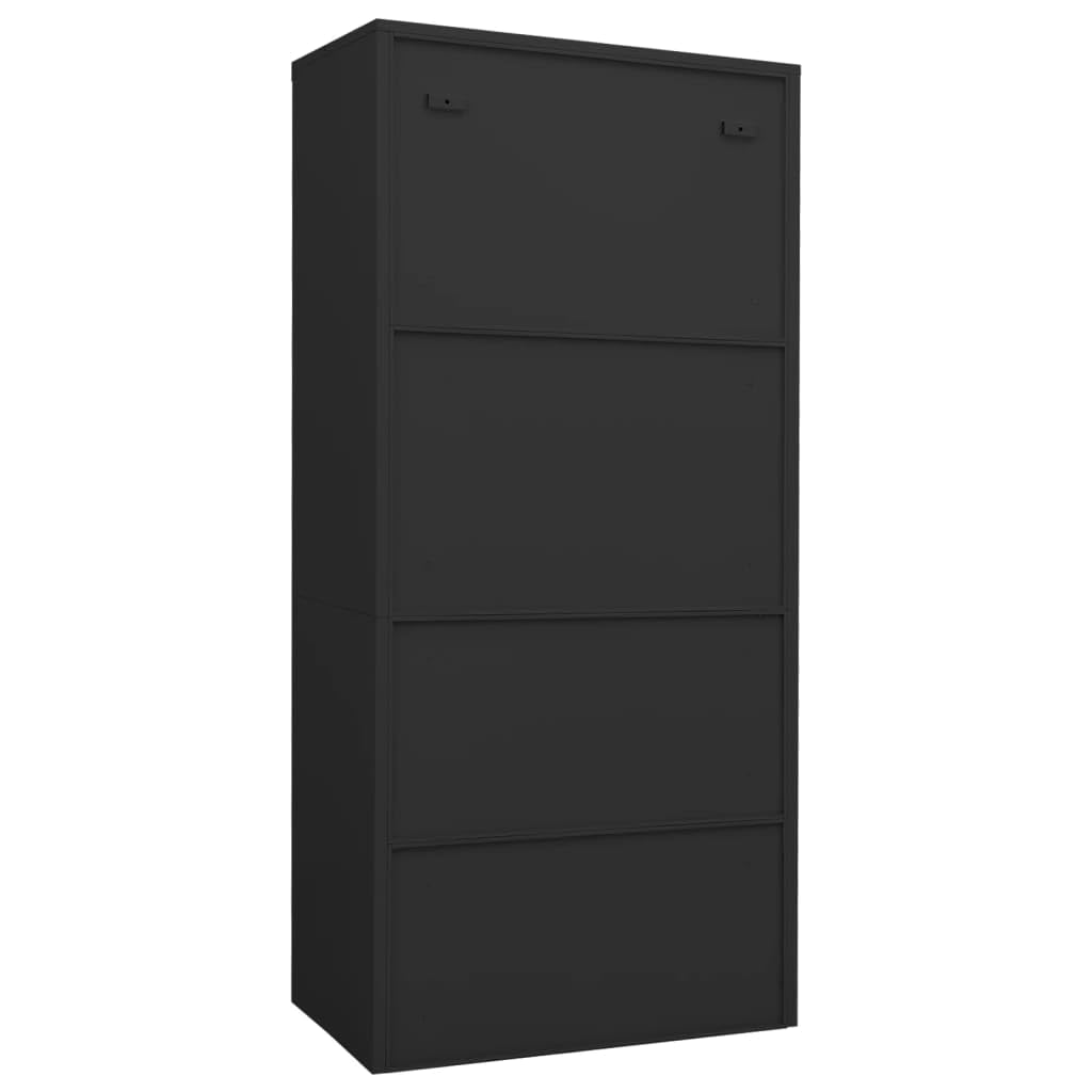 ACAGALA Armadio in metallo a doppia porta con 4 aste appendiabiti e 2 ripiani, armadietto portaoggetti, con serratura, per spogliatoio, dormitori, ufficio, 80 x 50 x 180 cm, antracite