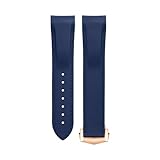 JDIME Cinturino in gomma morbida e flessibile per cinturino Omega Speedmaster Moonwatch Seamaster 300 AT150 PLANET OCEAN 600 20/21 / 22mm fibbia a punta in oro rosa(Blue Blue,21mm)
