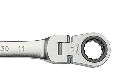 KING TONY 373011M Chrome Vanadium Alloy Steel Flexible Speed Wrench, 141 mm Length, 11 mm Size, Pack of 10 - Image 2