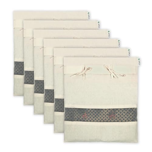 Image of Pure Cotton Saree Bags Set of 12 | Big Size 17x15 Inches Saree Covers with Transparent Net Window | Knot Style Saree Organizer for Storage | White Wardrobe Organizer for Women