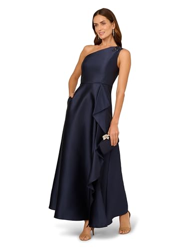Adrianna Papell Women's One Shoulder Mikado Gown4
