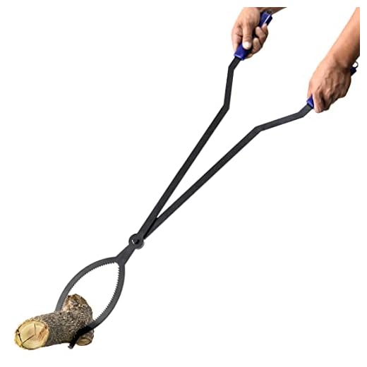 40" Heavy Duty Fire Tongs Firewood Grabber Tool with Scissor Shape Serrated, Log Claw Tongs for Bonfire Campfire Fire Pit Outdoor Indoor Log Grabber Tongs Rustproof Safely Moves Firewood