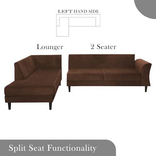 Image of Gratly LHS 4 Seater L Shape Sofa Set for Living Room (Brown Colour) Premium Fabric Sofa