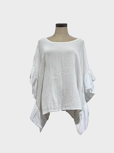 Linen Ruffle Sleeve top White3