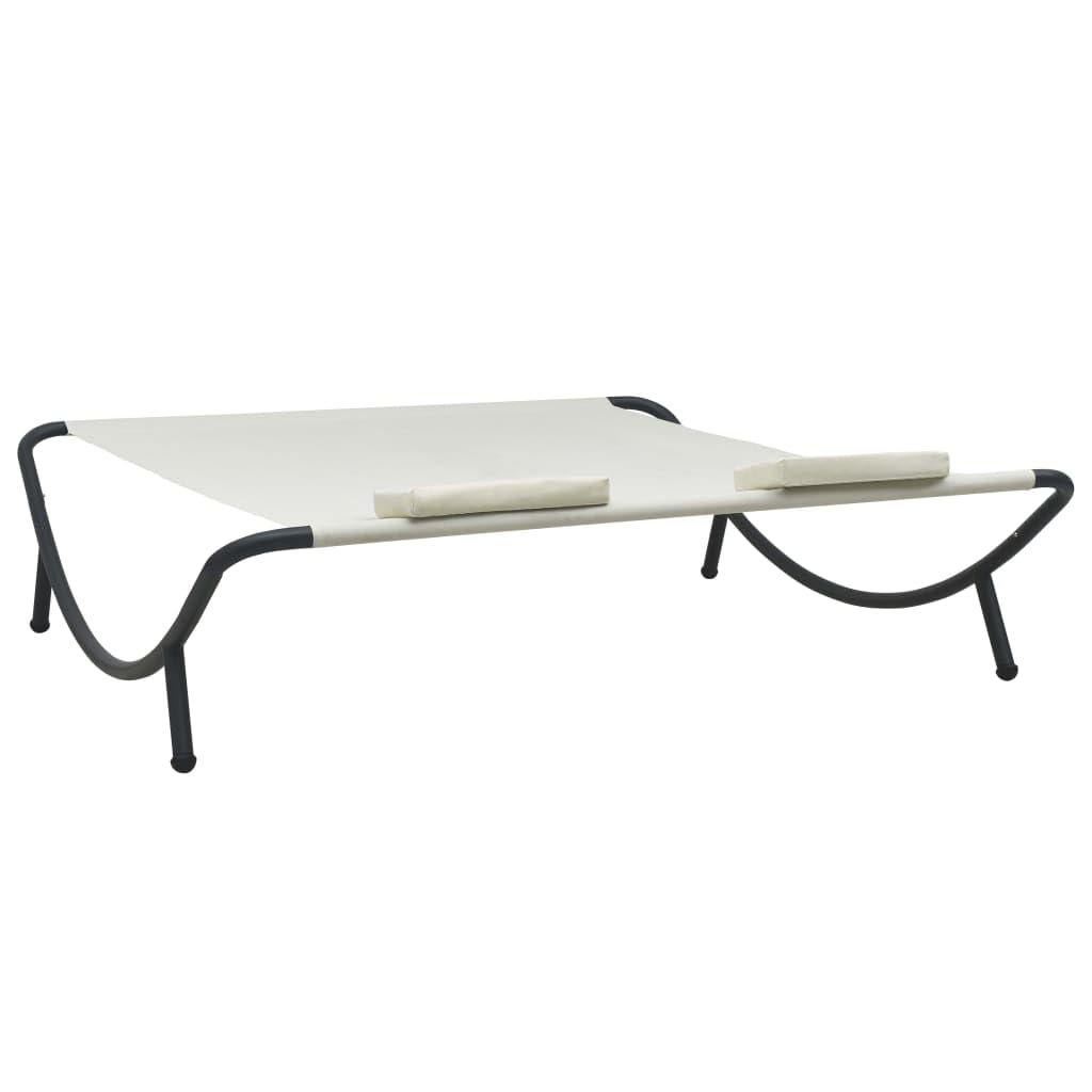 vidaXL Tumbona Doble de Exterior Patio Carpa Exterior Sofá Silla Aire Libre Decoración Toldo Chaise Longue Playa Balcón de Tela Crema