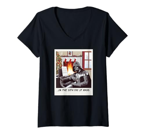 T-shirt Star Wars femme Dark Vador col V pour vos soirées de Noël en famille