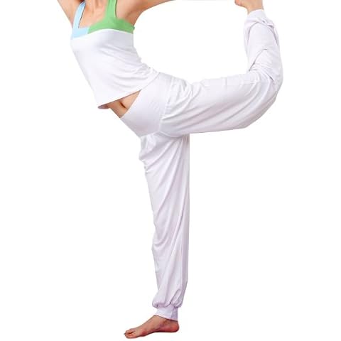 HOTER Women's Yoga Harem Pants Soft Modal Elastic Fitness Loose Casual Lounge Yoga Pants Plus Size - White Cover
