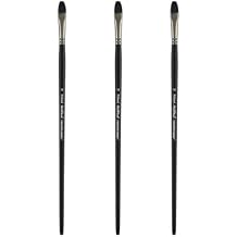 Black Swan Synthetic Red Sable Paint Brushes - Filbert Size # 12 - Set of 3 - Professional Quality Long Handle Paint Brushes for Oil, Heavy Body Media and Acrylic - Artists of All Levels